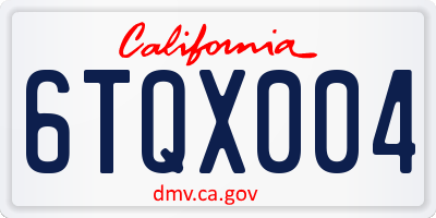 CA license plate 6TQX004