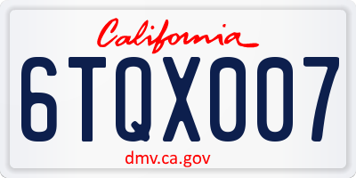 CA license plate 6TQX007