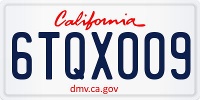 CA license plate 6TQX009