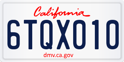 CA license plate 6TQX010