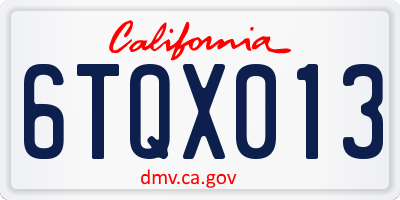 CA license plate 6TQX013