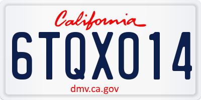 CA license plate 6TQX014