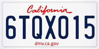 CA license plate 6TQX015