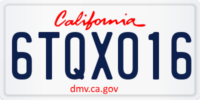 CA license plate 6TQX016