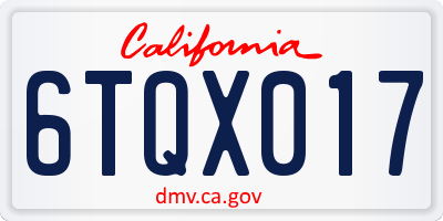 CA license plate 6TQX017