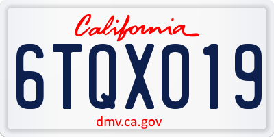 CA license plate 6TQX019