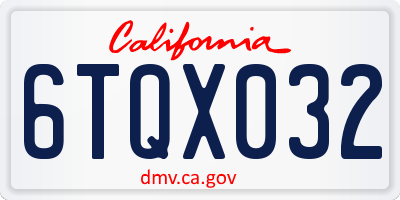 CA license plate 6TQX032