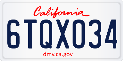 CA license plate 6TQX034