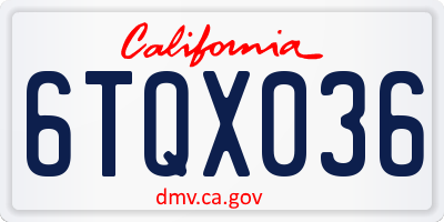 CA license plate 6TQX036