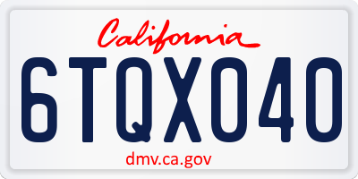 CA license plate 6TQX040