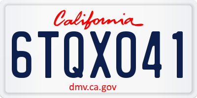 CA license plate 6TQX041