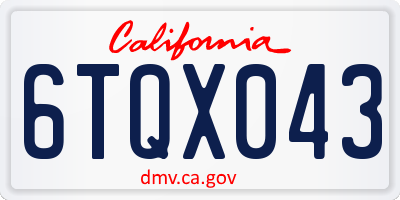 CA license plate 6TQX043