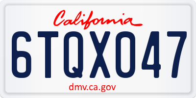 CA license plate 6TQX047