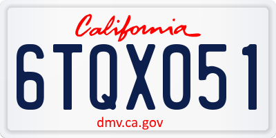 CA license plate 6TQX051
