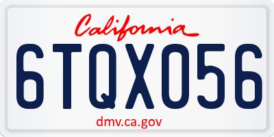 CA license plate 6TQX056