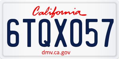 CA license plate 6TQX057
