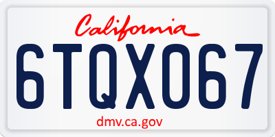 CA license plate 6TQX067