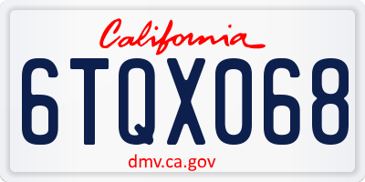 CA license plate 6TQX068