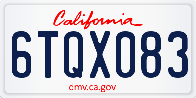 CA license plate 6TQX083