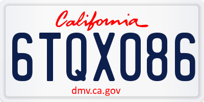 CA license plate 6TQX086