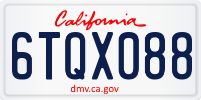 CA license plate 6TQX088