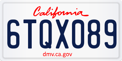 CA license plate 6TQX089