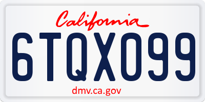 CA license plate 6TQX099