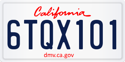 CA license plate 6TQX101