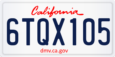 CA license plate 6TQX105