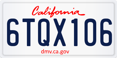 CA license plate 6TQX106