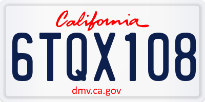 CA license plate 6TQX108