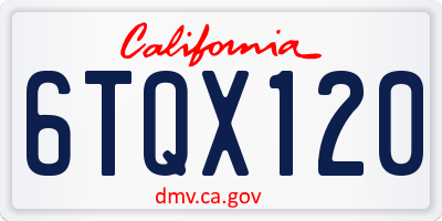 CA license plate 6TQX120