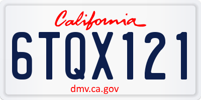 CA license plate 6TQX121