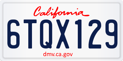 CA license plate 6TQX129