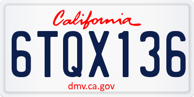 CA license plate 6TQX136
