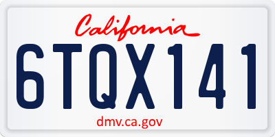 CA license plate 6TQX141