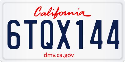 CA license plate 6TQX144