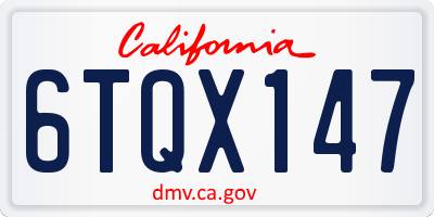 CA license plate 6TQX147