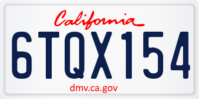 CA license plate 6TQX154