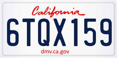 CA license plate 6TQX159