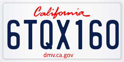 CA license plate 6TQX160