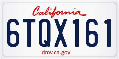 CA license plate 6TQX161