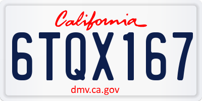 CA license plate 6TQX167