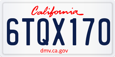 CA license plate 6TQX170