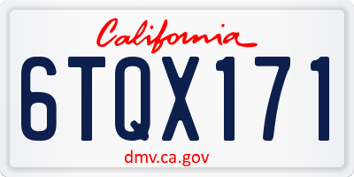 CA license plate 6TQX171