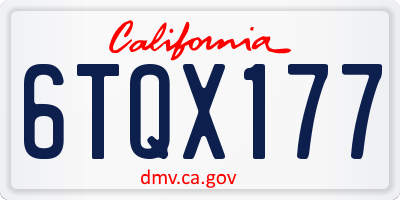CA license plate 6TQX177