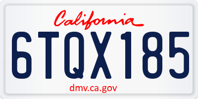 CA license plate 6TQX185