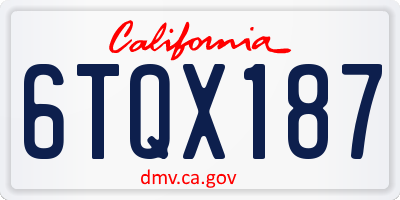 CA license plate 6TQX187