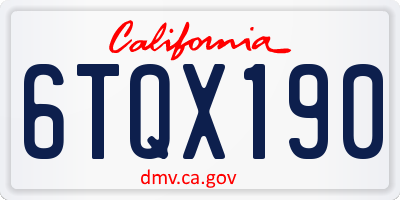 CA license plate 6TQX190