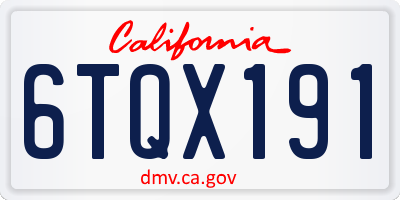 CA license plate 6TQX191